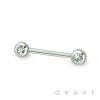 DOUBLE FRONT FACING GEM 316L SURGICAL STEEL BARBELL/NIPPLE BAR