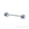 DOUBLE FRONT FACING GEM 316L SURGICAL STEEL BARBELL/NIPPLE BAR