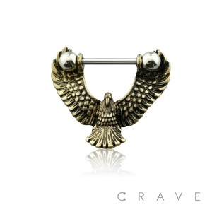 316L SURGICAL STEEL GOLD BURNISH EAGLE NIPPLE SHIELD