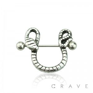 316L SURGICAL STEEL SNAKE REPTILE NIPPLE SHIELD