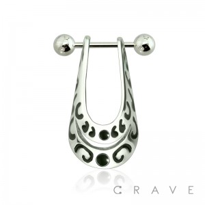 OVAL LOOP LEOPARD PATTERN 316L SURGICAL STEEL NIPPLE SHIELD