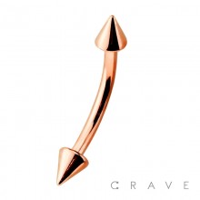 ROSE GOLD PLATED OVER 316L SURGICAL STEEL EYEBROW WITH SPIKES