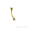 GOLD PLATED OVER 316L SURGICAL STEEL EYEBROW/CURVED BARBELL WITH CLEAR GEMS