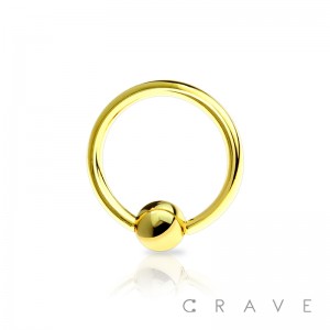 GOLD PVD PLATED OVER 316L SURGICAL STEEL CAPTIVE BEAD RING
