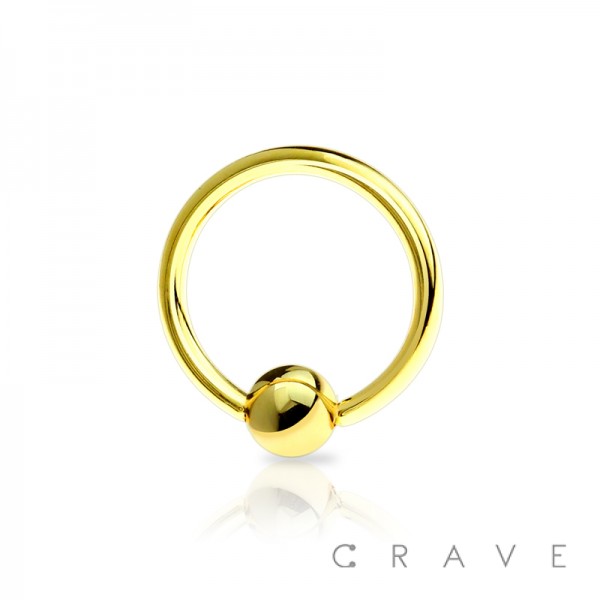 GOLD PVD PLATED OVER 316L SURGICAL STEEL CAPTIVE BEAD RING