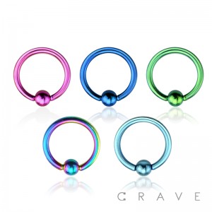 TITANIUM IP PLATED CAPTIVE BEAD RING OVER 316L SURGICAL STEEL