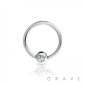 316L SURGICAL STEEL CAPTIVE BEAD RING WITH PRESS FIT GEM