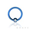 PVD PLATED OVER 316L SURGICAL STEEL CAPTIVE BEAD RING WITH GEM