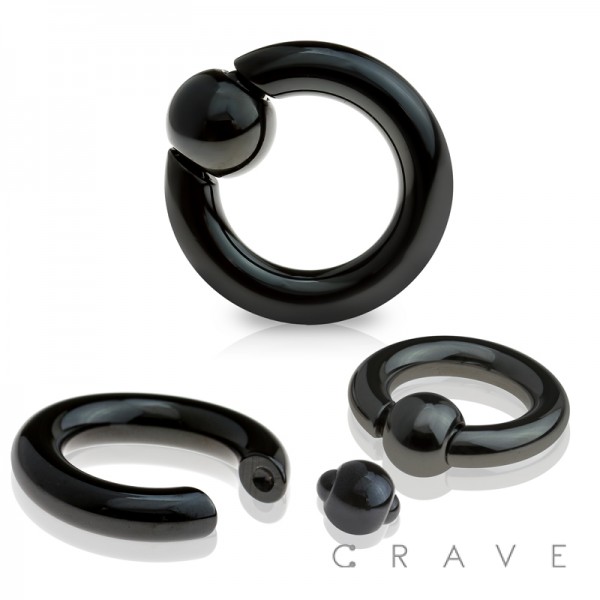 BLACK PVD PLATED 316L SURGICAL STEEL SPRING ACTION CAPTIVE BEAD RING