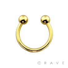 GOLD PVD PLATED OVER 316L SURGICAL STEEL HORSESHOE WITH BALLS