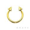 GOLD PLATED OVER 316L SURGICAL STEEL HORSESHOE WITH SPIKES