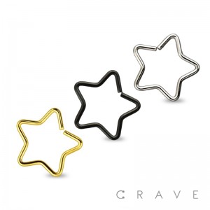 STAR SHAPE 316L SURGICAL STEEL NOSE HOOP RING