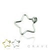 STAR SHAPE CZ STUDDED 316L SURGICAL STEEL HOOP RING