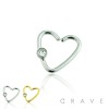 HEART SHAPED CZ STUDDED 316L SURGICAL STEEL HOOP RING