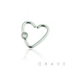 HEART SHAPED CZ STUDDED 316L SURGICAL STEEL HOOP RING