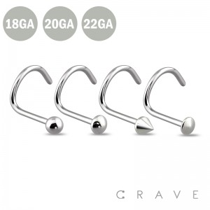 HIGH POLISH 22GA,20GA,18GA 316L SURGICAL STEEL NOSE SCREW