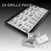 24PCS OF ASSORTED MOUTH TOP & BOTTOM HIP HOP BLING GRILLZ STARTER PACK WITH TRAY