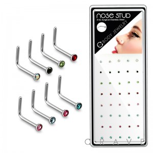 40PCS OF MIXED 22GA,20GA,18GA 316L SURGICAL STEEL 1.5MM COLOR GEM BOX