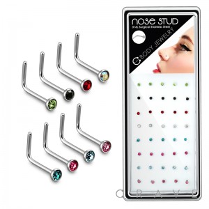 40PCS OF MIXED 22GA,20GA,18GA 316L SURGICAL STEEL 2MM GEM BOX