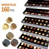 160PCS OF ASSORTED ORGANIC WOOD PLUGS/TUNNELS FOR MIX & MATCH PANEL