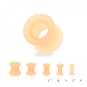 ULTRA THIN FLEXIBLE DOUBLE FLARE FLESH TONE COLOR TUNNEL PLUG