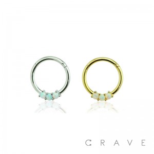TRIPLE OPAL HOOP SEPTUM CLICKER