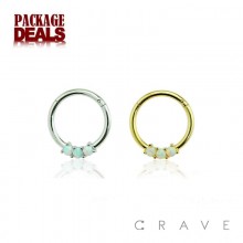 20 PCS OF TRIPLE OPAL HOOP SEPTUM CLICKER PACKAGE