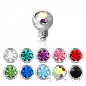 DERMAL ANCHOR HEAD WITH 2MM ROUND COLOR GEM(TOP PART ONLY)