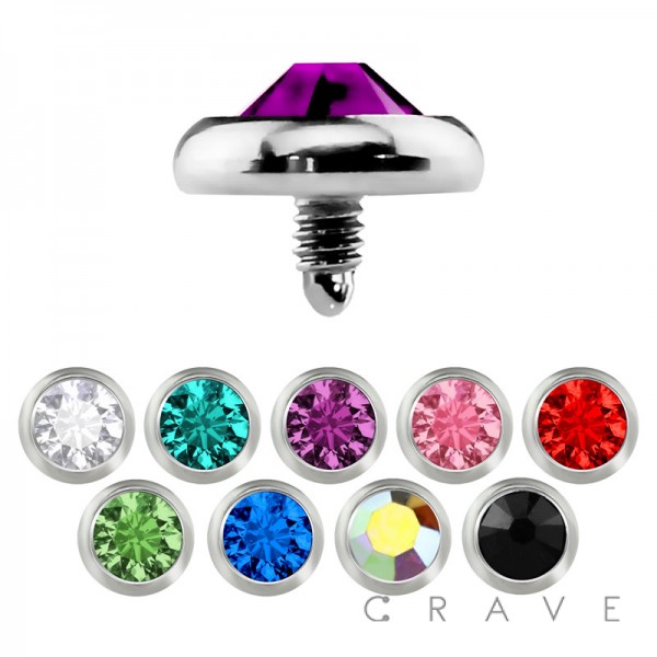 DERMAL ANCHOR HEAD WITH 3MM ROUND COLOR GEM
