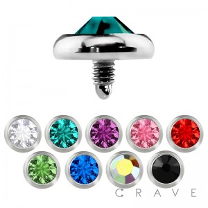 DERMAL ANCHOR HEAD WITH 4MM ROUND COLOR GEM(TOP PART ONLY)