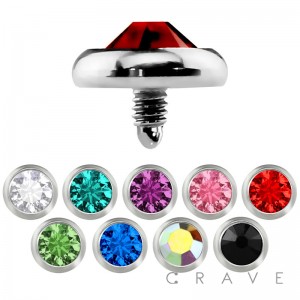 DERMAL ANCHOR HEAD WITH 5MM ROUND COLOR GEM(TOP PART ONLY)