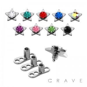 DERMAL ANCHOR INTERNALLY THREADED HEAD WITH 5MM STAR COLOR GEM(TOP PART ONLY)