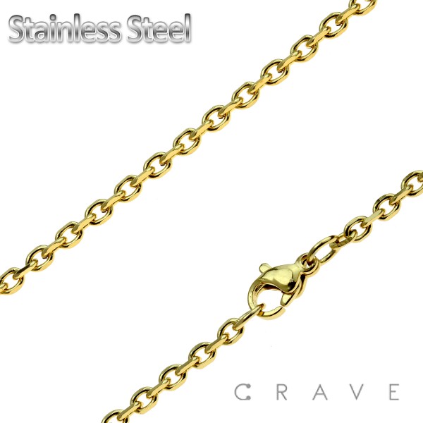 GOLD PLATED COBLE CHAIN LINK STAINLESS STEEL NECKLACE