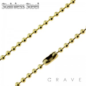 GOLD PLATED BALL LINK STAINLESS STEEL NECKLACE