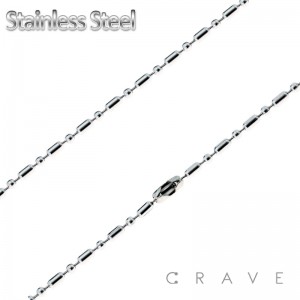BAR AND BEAD CHAIN STAINLESS STEEL NECKLACE