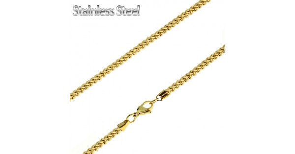GOLD PLATED FRANCO CHAIN LINK STAINLESS STEEL NECKLACE
