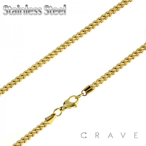GOLD PLATED FRANCO CHAIN LINK STAINLESS STEEL NECKLACE