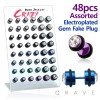 48PCS OF ASSORTED ELECTROPLATED 316L SURGICAL STEEL DOUBLE SIDED SINGLE GEM FAKE PLUG PACKAGE