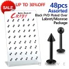 48 PCS OF ASSORTED BLACK PVD PLATED OVER 316L SURGICAL STEEL LABRET W/ BALL & SPIKE MIXED STAND PACKAGE
