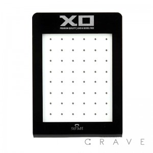 XO MINI BLACK ACRYLIC L-STAND DISPLAY W/ 48 HOLE INSERTS FOR BODY JEWELRY 10G (2.5MM)