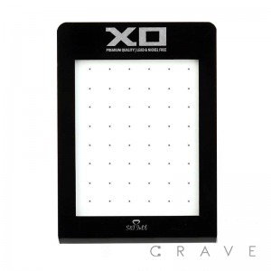 XO MINI BLACK ACRYLIC L-STAND DISPLAY W/ 48 HOLE INSERTS FOR BODY JEWELRY 14G (1.6MM)