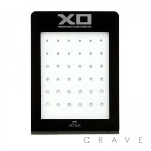 XO MINI BLACK ACRYLIC L-STAND DISPLAY W/ 36 HOLE INSERTS FOR BODY JEWELRY