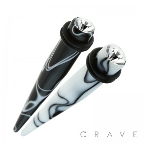 ACRYLIC MARBLE SWIRL GEMMED TAPER WITH O-RINGS