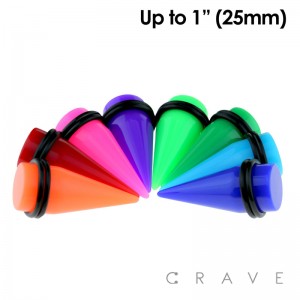 UV NEON COLOR ACRYLIC TAPERS WITH O-RINGS UP TO 1