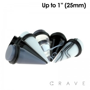 UV B&W ACRYLIC TAPERS WITH O-RINGS UP TO 1