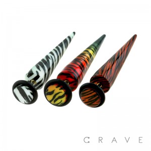 ACRYLIC FAKE TAPER WITH ZEBRA MARBLE