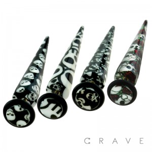 ACRYLIC FAKE TAPER WITH SKULL LOGO