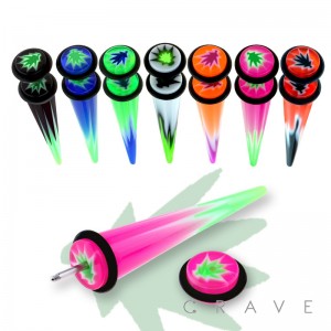 ACRYLIC FAKE TAPER WITH MARIJUANA MARBLE