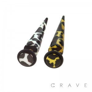 ACRYLIC FAKE TAPER WITH COW PATTERN (ANIMAL)