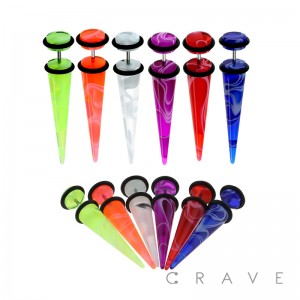 ACRYLIC FAKE TAPER WITH CLEAR MARBLE